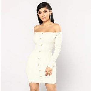 Jacklyn off-shoulder mini dress - Oatmeal